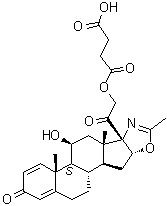 (11beta,16beta)-21-(3-Carboxy-1-oxopropoxy)-11-hydroxy-2'-methyl-5'H-pregna-1,4-dieno[17,16-d]oxazole-3,20-dione molecular structure (CAS 81201-81-2)