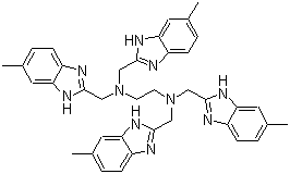 structure of CAS# 81624-55-7, NSC 348884;N1,N1,N2,N2-Tetrakis[(6-methyl-1H-benzimidazol-2-yl)methyl]-1,2-ethanediamine