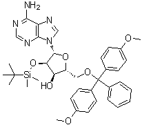 structure of CAS# 81794-13-0, 5'-O-[Bis(4-methoxyphenyl)phenylmethyl]-2'-O-[(1,1-dimethylethyl)dimethylsilyl]adenosine
