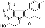 结构式 CAS# 821794-92-7, FMK; 1-[4-氨基-7-(3-羟基丙基)-5-(4-甲基苯基)-7H-吡咯并[2,3-d]嘧啶-6-基]-2-氟乙酮