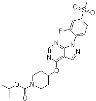 structure of CAS# 832714-46-2, APD 668;4-[[1-(2-Fluoro-4-methylsulfonylphenyl)-1H-pyrazolo[3,4-d]pyrimidin-4-yl]oxy]piperidine-1-carboxylic acid isopropyl ester