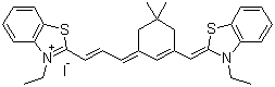 3-Ethyl-2-[3-[3-[(3-ethyl-3H-benzothiazol-2-ylidene)methyl]-5,5-dimethylcyclohex-2-en-1-ylidene]prop-1-enyl]benzothiazolium iodide molecular structure (CAS 83846-69-9)