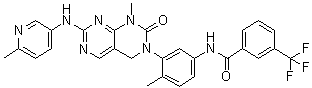 structure of CAS# 839706-07-9, N-[3-[1,4-Dihydro-1-methyl-7-[(6-methyl-3-pyridinyl)amino]-2-oxopyrimido[4,5-d]pyrimidin-3(2H)-yl]-4-methylphenyl]-3-(trifluoromethyl)benzamide