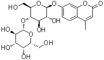 structure of CAS# 84325-23-5, 7-[(4-O-beta-D-Galactopyranosyl-beta-D-glucopyranosyl)oxy]-4-methyl-2H-1-benzopyran-2-one;4-Methylumbelliferyl-beta-D-lactoside