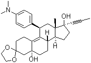 (5a,11b,17b)-11-[4-(Dimethylamino)phenyl]-5,17-dihydroxy-17-(1-propynyl)estr-9-en-3-one cyclic 1,2-ethanediyl acetal molecular structure (CAS 84371-64-2)