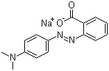 structure of CAS# 845-10-3, Methyl Red sodium salt;C.I. 13020; 2-[4-(Dimethylamino)phenylazo]benzoic acid sodium salt
