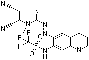 structure of CAS# 848080-39-7, N-[6-[2-(4,5-Dicyano-1-methyl-1H-imidazol-2-yl)diazenyl]-1,2,3,4-tetrahydro-1-methyl-7-quinolinyl]-1,1,1-trifluoromethanesulfonamide