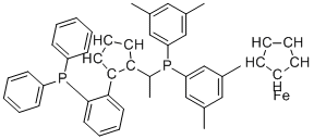 structure of CAS# 849925-21-9, Walphos SL-W006-1;(1S)-1-[(1S)-1-[Bis(3,5-dimethylphenyl)phosphino]ethyl]-2-[2-(diphenylphosphino)phenyl]ferrocene