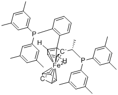 structure of CAS# 849925-24-2, (S)-1-{(S)-2-[2-[Di(3,5-xylyl)phosphino]phenyl]ferrocenyl}ethyldi(3,5-xylyl)phos;(1R)-1-[(1S)-1-[Bis(3,5-dimethylphenyl)phosphino]ethyl]-2-[2-[bis(3,5-dimethylphenyl)phosphino]phenyl]-Ferrocene