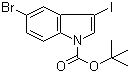 structure of CAS# 850349-72-3, 1-Boc-5-bromo-3-iodoindole;5-Bromo-3-iodoindole-1-carboxylic acid tert-butyl ester