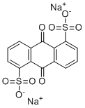 structure of CAS# 853-35-0, 9,10-Dihydro-9,10-dioxo-1,5-Anthracenedisulfonic acid disodium salt