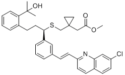 structure of CAS# 855473-51-7, Montelukast Acid Methyl Ester;methyl 2-[1-[[(1R)-1-[3-[(E)-2-(7-chloroquinolin-2-yl)ethenyl]phenyl]-3-[2-(2-hydroxypropan-2-yl)phenyl]propyl]sulfanylmethyl]cyclopropyl]acetate