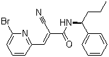 structure of CAS# 856243-80-6, WP 1130;Degrasyn; (2E)-3-(6-Bromo-2-pyridinyl)-2-cyano-N-[(1S)-1-phenylbutyl]-2-propenamide