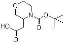 structure of CAS# 859155-89-8, 4-N-Boc-morpholine-3-acetic acid