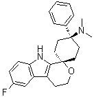 structure of CAS# 863513-91-1, Cebranopadol;(1alpha,4beta)-6'-Fluoro-4',9'-dihydro-N,N-dimethyl-4-phenylspiro[cyclohexane-1,1'(3'H)-pyrano[3,4-b]indol]-4-amine; GRT 6005