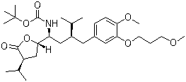 结构式 CAS# 866030-35-5, [(1S,3S)-3-[[4-甲氧基-3-(3-甲氧基丙氧基)苯基]甲基]-4-甲基-1-[(2S,4S)-四氢-4-异丙基-5-氧代-2-呋喃基]戊基]氨基甲酸叔丁酯