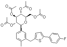 (1S)-1,5-脱水-1-C-[3-[[5-(4-氟苯基)-2-噻吩基]甲基]-4-甲基苯基]-D-山梨糖醇四乙酸酯分子结构 (CAS 866607-35-4)