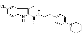 structure of CAS# 868273-06-7, Org 27569;5-Chloro-3-ethyl-1H-indole-2-carboxylic acid [2-(4-piperidin-1-yl)phenylethyl]amide
