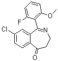 结构式 CAS# 869367-01-1, 8-氯-1-(2-氟-6-甲氧基苯基)-3,4-二氢-5H-2-苯并氮杂卓-5-酮