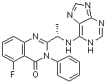 结构式 CAS# 870281-17-7, 5-氟-3-苯基-2-[(1S)-1-(1H-嘌呤-6-基氨基)乙基]-4(3H)-喹唑啉酮