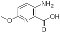 结构式 CAS# 870971-19-0, 3-氨基-6-甲氧基吡啶-2-羧酸