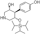 structure of CAS# 873945-31-4, (3R,4R,5S)-4-(4-Hydroxyphenyl)-5-[[tris(1-methylethyl)silyl]oxy]-3-piperidinol ;(3R,4R,5S)-4-(4-Hydroxyphenyl)-5-(triisopropylsilanyloxy)piperidin-3-ol