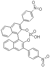 structure of CAS# 878111-16-1, (11bS)-4-Hydroxy-2,6-bis(4-nitrophenyl)-dinaphtho[2,1-d:1',2'-f][1,3,2]dioxaphosphepin 4-oxide;(S)-2,2'-Dihydroxy-3,3'-bis(4-nitrophenyl)-1,1'-binaphthalene cyclic phosphate