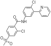 structure of CAS# 879085-55-9, Vismodegib;2-Chloro-N-[4-chloro-3-(2-pyridinyl)phenyl]-4-(methylsulfonyl)benzamide