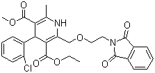 structure of CAS# 88150-62-3, Phthaloyl amlodipine;4-(2-Chlorophenyl)-3-ethoxycarbonyl-5-methoxycarbonyl-6-methyl-2-(phthalimidoethoxy)methyl-1,4-dihydropyridine; 3-Ethyl-5-methyl-4-(2-chlorophenyl)-2-(2-phthalimidoethoxy)methyl-6-methyl-1,4-dihydropyridine-3,5-dicarboxylate