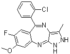 structure of CAS# 882531-87-5, 5-(2-Chlorophenyl)-7-fluoro-1,2-dihydro-8-methoxy-3-methylpyrazolo[3,4-b][1,4]benzodiazepine;R 1530