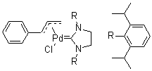 [1,3-Bis(2,6-di-isopropylphenyl)-4,5-dihydroimidazol-2-ylidene]chloro[3-phenylallyl]palladium(II) molecular structure (CAS 884879-24-7)