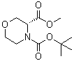 structure of CAS# 885321-46-0, (3R)-3,4-Morpholinedicarboxylic acid 4-(1,1-dimethylethyl) 3-methyl ester