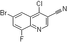 结构式 CAS# 886362-71-6, 6-溴-4-氯-8-氟-3-喹啉甲腈