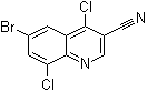 structure of CAS# 886362-77-2, 6-Bromo-4,8-dichloro-3-quinolinecarbonitrile