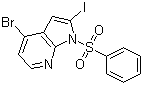 structure of CAS# 889939-26-8, 4-Bromo-2-iodo-1-(phenylsulfonyl)-1H-pyrrolo[2,3-b]pyridine