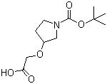 structure of CAS# 889952-88-9, 3-(Carboxymethoxy)-1-pyrrolidinecarboxylic acid 1-(tert-butyl) ester