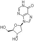structure of CAS# 890-38-0, 2'-Deoxyinosine;9-(2-Deoxy-beta-D-ribofuranosyl)hypoxanthine; 9-(4-Hydroxy-5-hydroxymethyl-tetrahydro-furan-2-yl)-1,9-dihydropurin-6-one