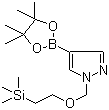 structure of CAS# 894807-98-8, 1-([2-(Trimethylsilyl)ethoxy]methyl)-1H-pyrazole-4-boronic acid pinacol ester;4-(4,4,5,5-Tetramethyl-1,3,2-dioxaborolan-2-yl)-1-([2-(trimethylsilyl)ethoxy]methyl)-1H-pyrazole
