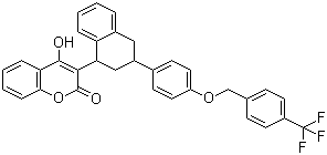 structure of CAS# 90035-08-8, Flocoumafen;4-Hydroxy-3-(1,2,3,4-tetrahydro-3-(4-(4-trifluoromethylbenzyloxy)phenyl)-1-naphthyl)coumarin