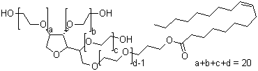structure of CAS# 9005-65-6, Tween 80;Polyoxyethylenesorbitan monooleate; Sorbitan monooleate ethoxylate