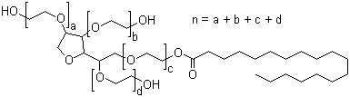 structure of CAS# 9005-67-8, Tween 60 ;Polyethylene glycol sorbitan monostearate; Polyoxyethylene sorbitan monostearate