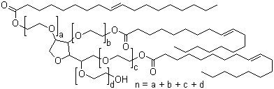 结构式 CAS# 9005-70-3, 吐温 85; 聚氧乙烯山梨糖醇酐三油酸酯; 乳化剂 T-85