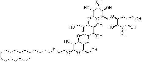 structure of CAS# 90215-01-3, 2-(Octadecylthio)ethyl O-alpha-D-glucopyranosyl-(1→6)-O-alpha-D-glucopyranosyl-(1→4)-O-alpha-D-glucopyranosyl-(1→4)-beta-D-glucopyranoside