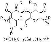 结构式 CAS# 9032-42-2, 甲基羟乙基纤维素; 羟乙基甲基纤维素