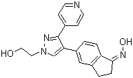structure of CAS# 905281-76-7, GDC-0879;2,3-Dihydro-5-[1-(2-hydroxyethyl)-3-(4-pyridinyl)-1H-pyrazol-4-yl]-1H-inden-1-one oxime