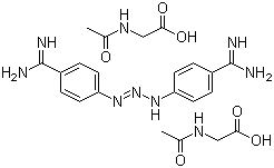 structure of CAS# 908-54-3, Diaminazene aceturate;N-Acetylglycine 4,4'-(1-triazene-1,3-diyl)bis[benzenecarboxamidine] (2:1)