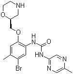 structure of CAS# 911222-45-2, LY 2603618;N-[5-Bromo-4-methyl-2-[(2S)-2-morpholinylmethoxy]phenyl]-N'-(5-methyl-2-pyrazinyl)urea
