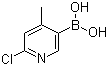 structure of CAS# 913836-08-5, 2-Chloro-4-methylpyridine-5-boronic acid;2-Chloro-4-picoline-5-boronic acid; 6-Chloro-4-methylpyridine-3-boronic acid