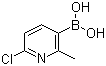 structure of CAS# 913836-15-4, (6-Chloro-2-methyl-3-pyridinyl)boronic acid;B-(6-Chloro-2-methyl-3-pyridinyl)boronic acid