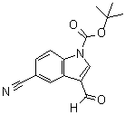 structure of CAS# 914348-93-9, 5-Cyano-3-formyl-1H-indole-1-carboxylic acid 1,1-dimethylethyl ester